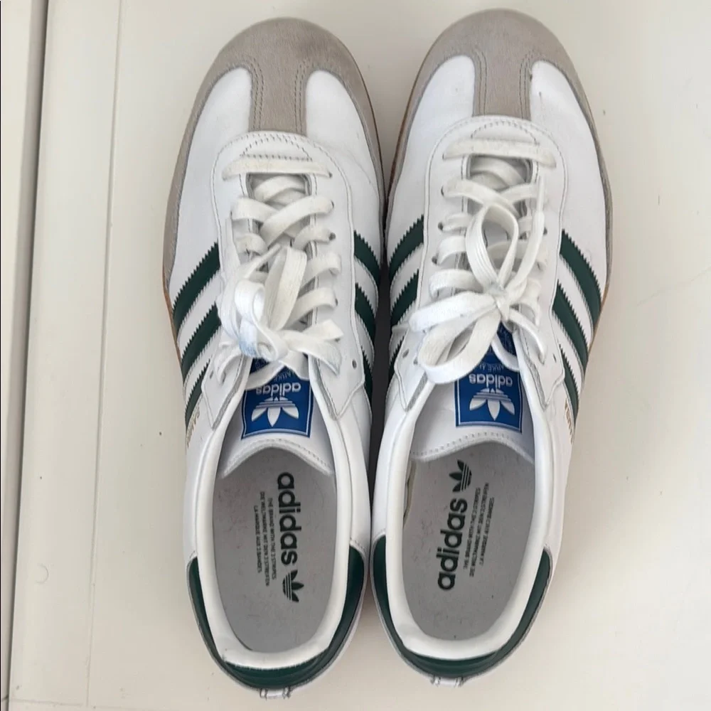 Adidas Men's White and Green Sneakers - Picture 1 of 2